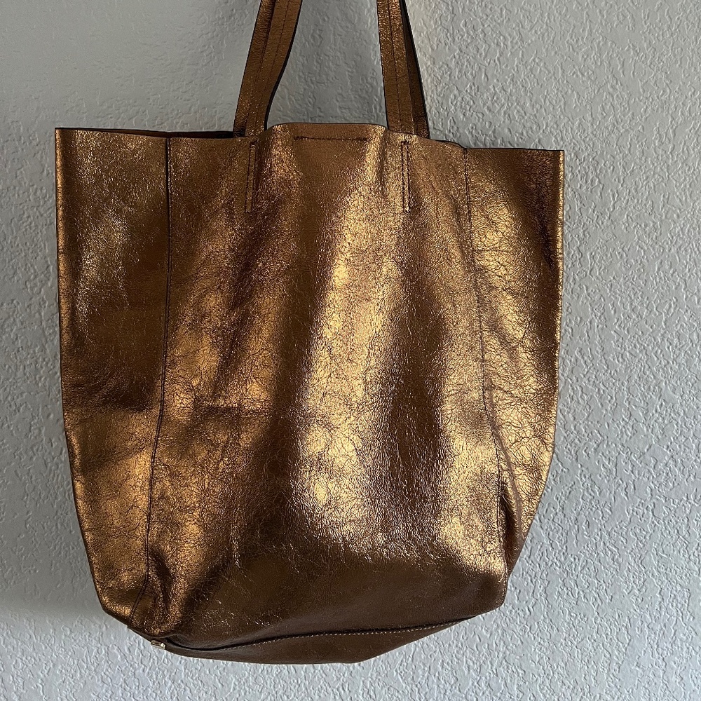 Banana Republic Gold Shiny Tote Bag